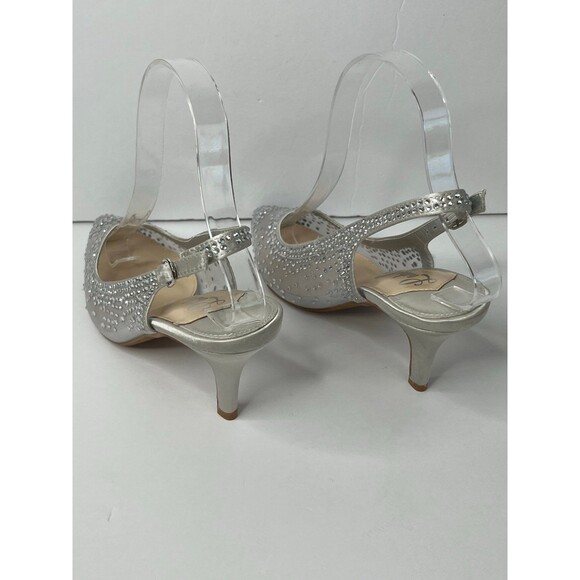Lady Couture Lola Embellished Pointed Toe Slingback Pump Heel-Silver Size 6 #333 - Picture 7 of 12